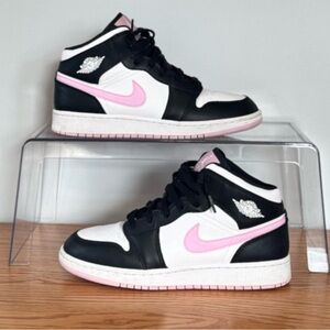 Nike Air Jordan 1 Mid GS "White Light Arctic Pink" Youth Sneaker 7Y